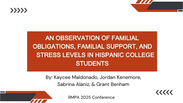 Poster thumbnail: An Examination of Familial Obligations, Familial Support, and Self-Perceived Stress in Hispanic College Students